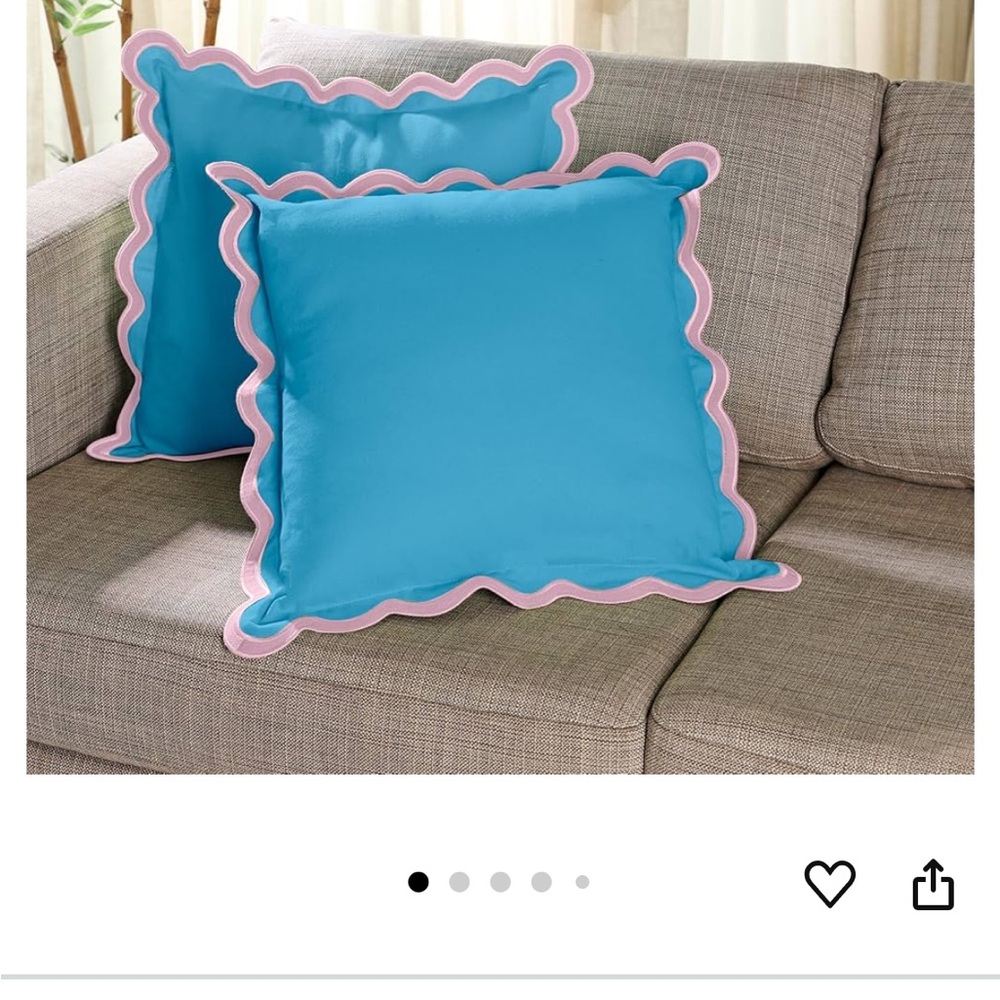 Blue Throw Pillows with Pink Trim